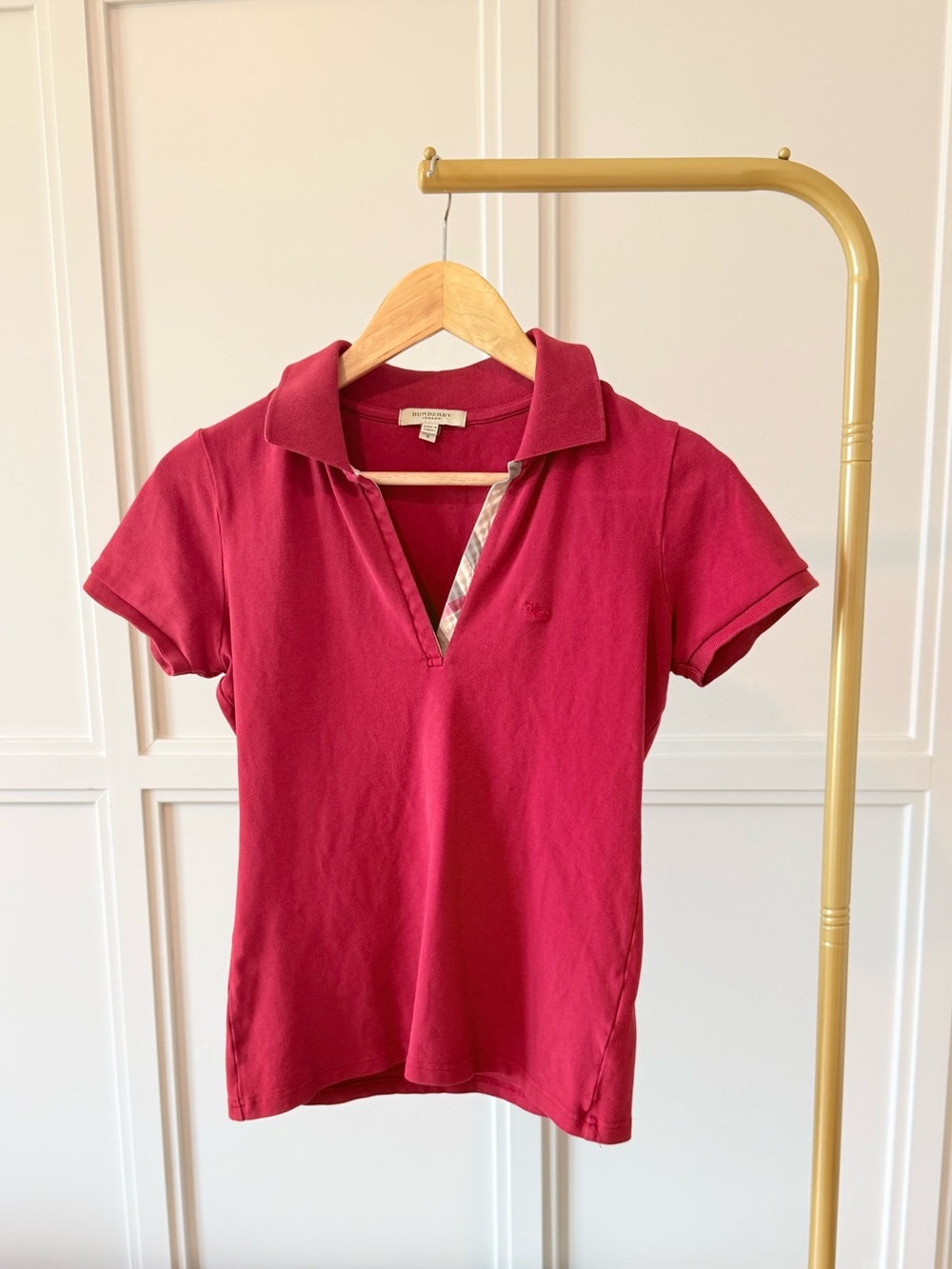 Burberry London Nova Check Trim Polo Shirt | Red Size S